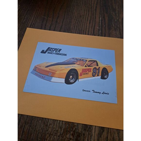 Vintage Jasper Engines Pontiac Tommy Lewis Racing Sponsor Card 9x6 - Picture 1 of 3